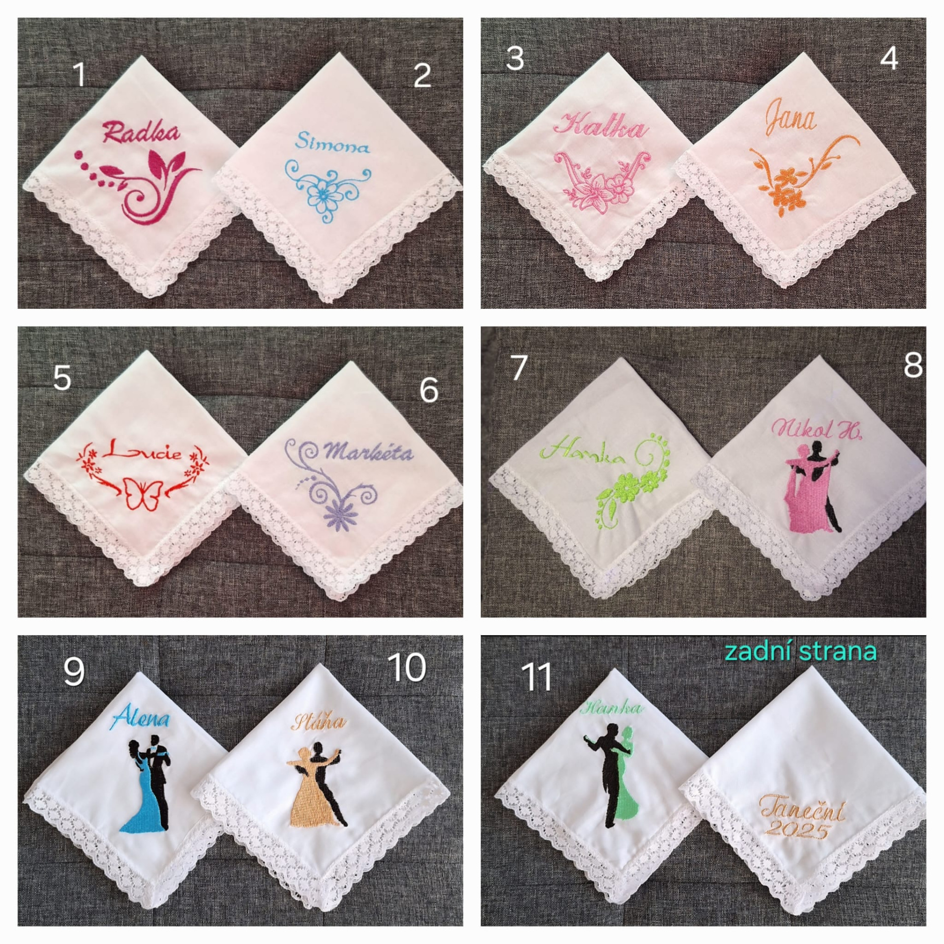 Vyšivka kapesníčky do tanečních.